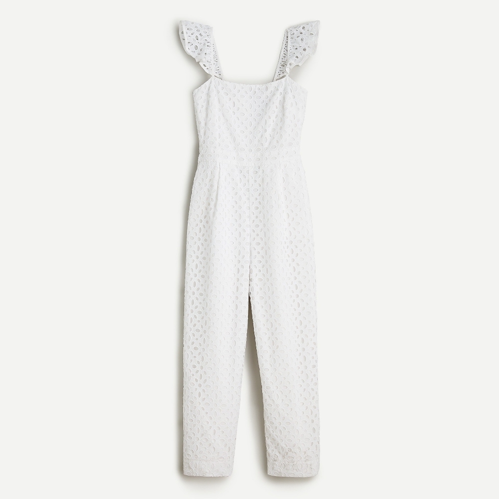 NWT J.Crew Ruffle Jumpsuit in White Embroidered Eyelet Jumper 10